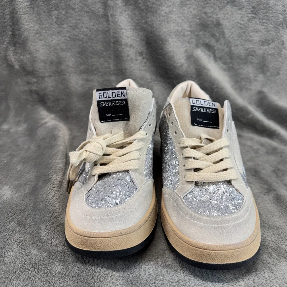 Golden Sneakers Gold S Star Women 7.5 EU 24 Glitter Skateboarding - Picture 12 of 12